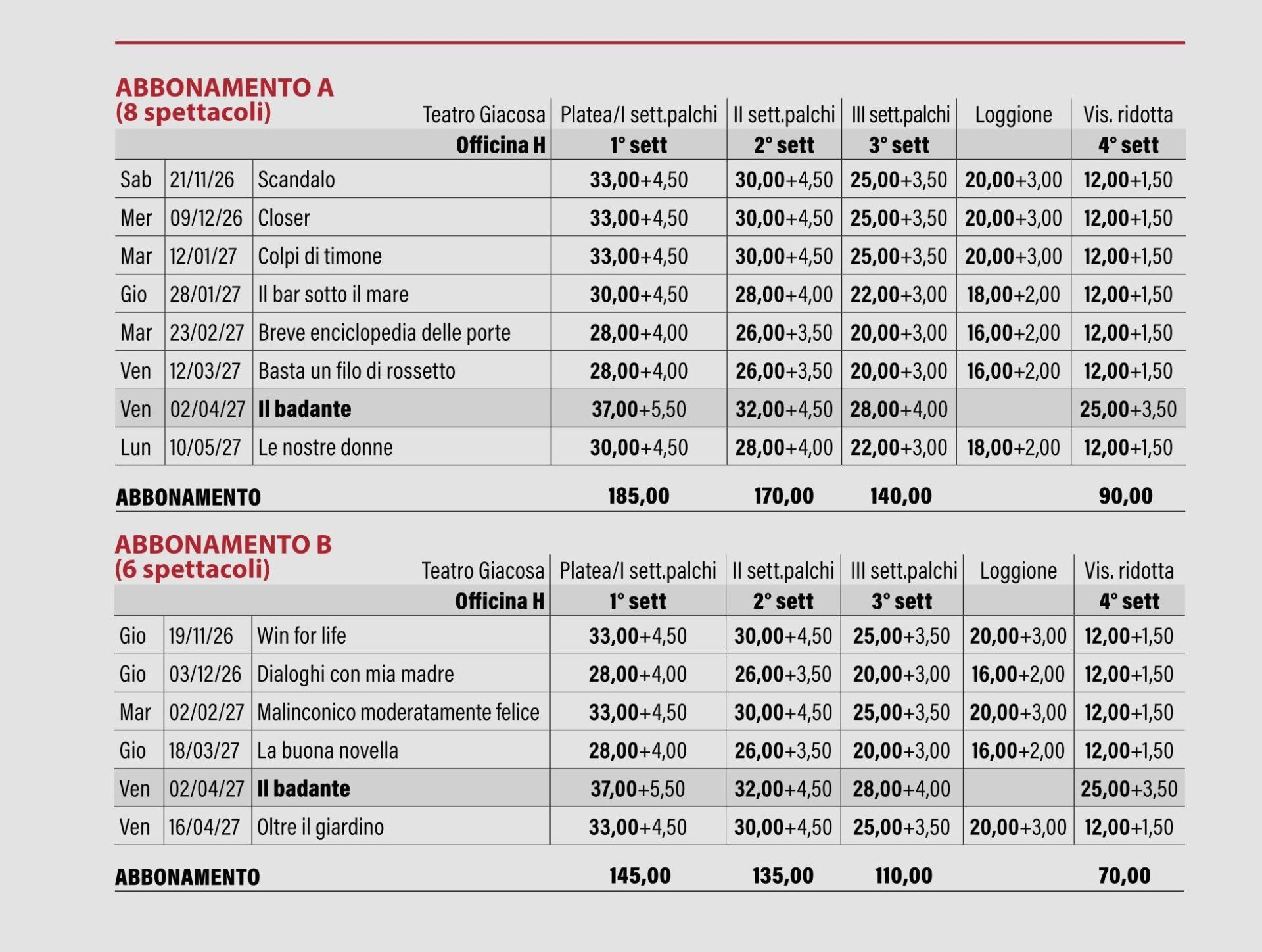 Abbonamenti Ivrea 2
