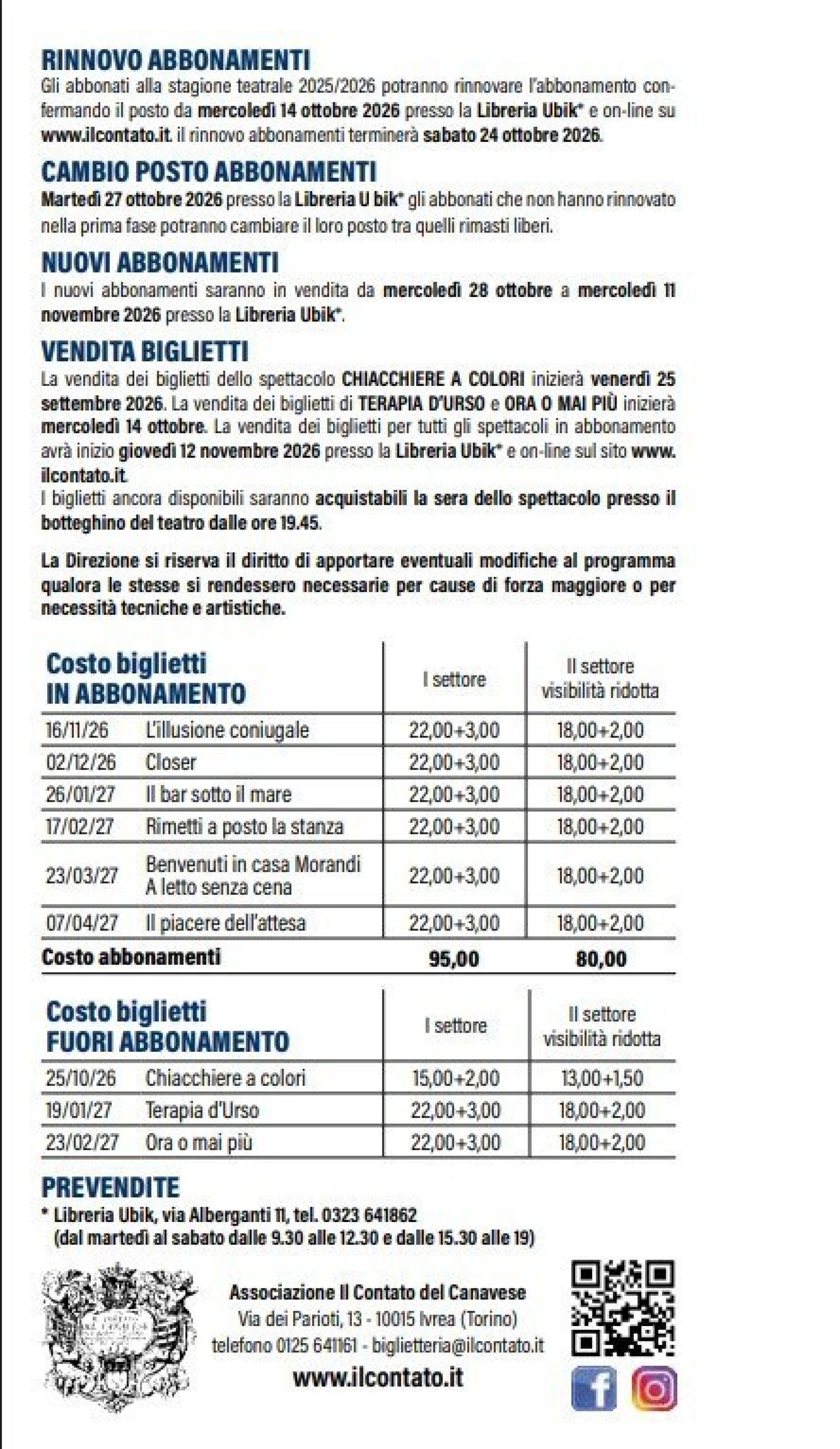Prezzi Omegna 2026 27